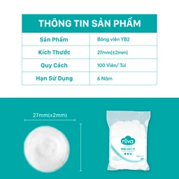 Bông viên Niva Cotton Balls YB2 (100 viên) làm sạch vết thương, thấm máu và dịch tiết 3