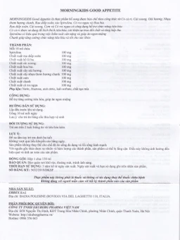 Siro hỗ trợ tăng cường tiêu hóa giúp ăn ngon miệng MorningKids Good Appetite (150ml)