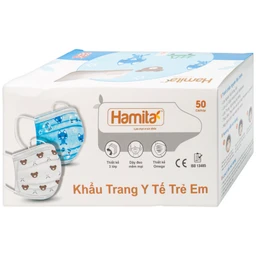 Khẩu trang trẻ em 3 lớp Hamita (50 cái) ngăn khói bụi, vi khuẩn và giọt bắn