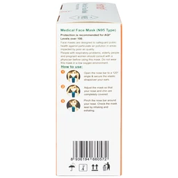 Khẩu trang Hamita N95 màu trắng (10 cái) ngăn khói bụi, vi khuẩn và giọt bắn