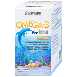 Viên uống giúp trẻ phát triển chiều cao, trí não và thị lực Omega-3 For Kids Nutrimed (100 viên)