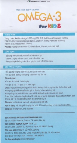 Viên uống giúp trẻ phát triển chiều cao, trí não và thị lực Omega-3 For Kids Nutrimed (100 viên)