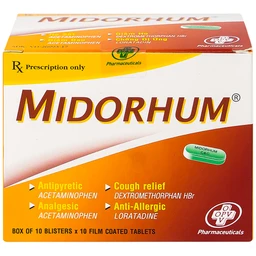 Viên nén Midorhum OPV hạ sốt, giảm ho, giảm đau, chống dị ứng (10 vỉ x 10 viên)
