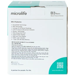 Máy đo huyết áp bắp tay Microlife B3 Basic hỗ trợ đo huyết áp, nhịp tim