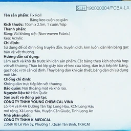 Băng keo cuộn Plaid Non-Woven Fix Roll Plaster 10cm x 2.5m cố định ống truyền dẫn, kim luồn, băng gạc Young Chemical