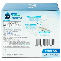 Băng keo cuộn Plaid Non-Woven Fix Roll Plaster 10cm x 10m cố định ống truyền dẫn, kim luồn, băng gạc Young Chemical