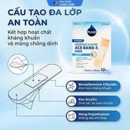 Băng cá nhân vải Plaid Ace Band-S 72x18 mm (10 miếng) Young Chemical 3