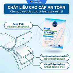 Băng cá nhân Plaid Ace Band-S 72x18mm (10 miếng) trong suốt Young Chemical 3