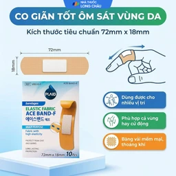 Băng cá nhân vải Plaid Ace Band-F 7.2x1.8cm (10 miếng) Young Chemical 4