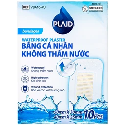Băng cá nhân Plaid Waterproof Plaster 2 kích cỡ (10 miếng) không thấm nước Young Chemical