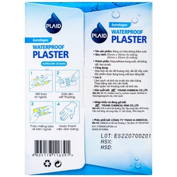 Băng cá nhân Plaid Waterproof Plaster 2 kích cỡ (10 miếng) không thấm nước Young Chemical