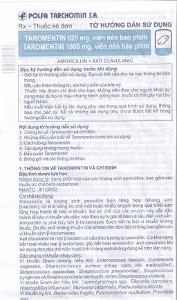 Thuốc Taromentin 1000mg Polfarmex điều trị viêm xoang cạnh mũi (2 vỉ x 7 viên)