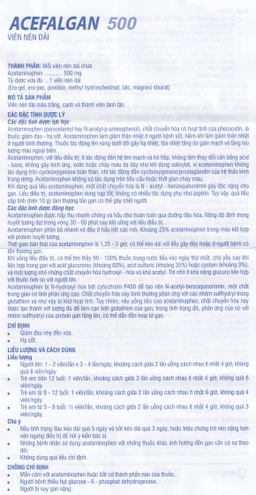 Thuốc Acefalgan 500mg Euvipharm giảm đau nhẹ đến vừa, hạ sốt (10 vỉ x 10 viên)