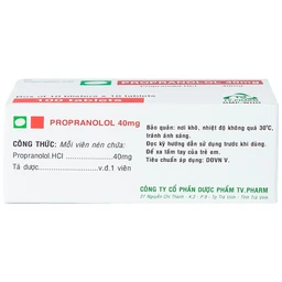Thuốc Propranolol 40mg TV.Pharm điều trị tăng huyết áp, đau thắt ngực (10 vỉ x 10 viên)