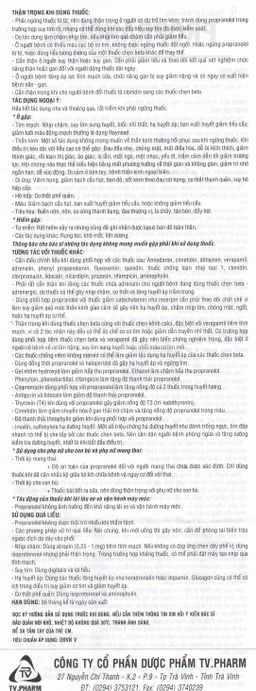 Thuốc Propranolol 40mg TV.Pharm điều trị tăng huyết áp, đau thắt ngực (10 vỉ x 10 viên)