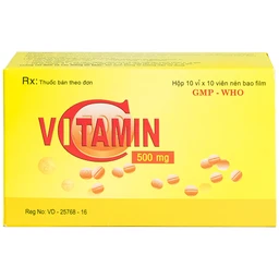 Thuốc Vitamin C 500mg Quapharco điều trị bệnh do thiếu Vitamin C (10 vỉ x 10 viên)