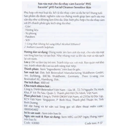 Sữa rửa mặt Eucerin pH5 Facial Cleanser Sensitive Skin làm sạch sâu cho da nhạy cảm (400ml)