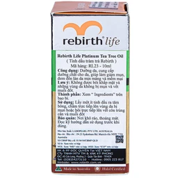 Tinh dầu tràm trà Rebirth Life Platinum Tea Tree Oil dưỡng da, giảm mụn (10ml)
