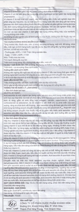 Thuốc Vitamin C 500mg Khapharco dự phòng và điều trị bệnh Scorbut (200 viên)