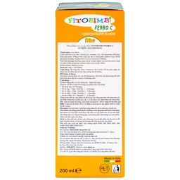 Siro hỗ trợ giảm nguy cơ thiếu máu do thiếu sắt Fitobimbi Ferro C (200ml)