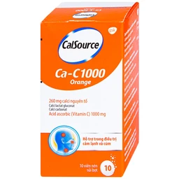 Viên sủi Ca-C1000 Orange Gsk điều trị thiếu calci hoặc vitamin C (10 viên)