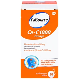 Viên sủi Ca-C1000 Orange Gsk điều trị thiếu calci hoặc vitamin C (10 viên)