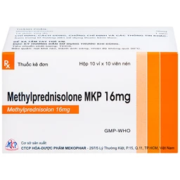 Thuốc Methylprednisolone MKP 16mg Mekophar kháng viêm, điều trị rối loạn nội tiết, viêm khớp (10 vỉ x 10 viên)