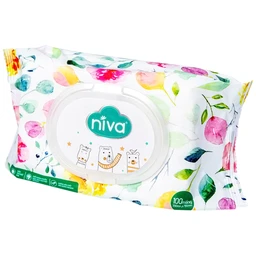 Khăn ướt Niva Baby làm sạch, kháng khuẩn và giữ vệ sinh (100 miếng)
