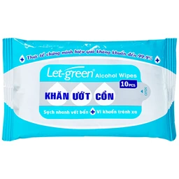 Khăn giấy ướt cồn Let-Green làm sạch, kháng khuẩn và giữ vệ sinh (10 miếng)
