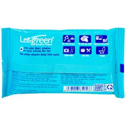 Khăn giấy ướt cồn Let-Green làm sạch, kháng khuẩn và giữ vệ sinh (10 miếng)