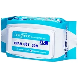 Khăn giấy ướt cồn Let-Green làm sạch, kháng khuẩn và giữ vệ sinh (35 miếng)