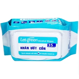 Khăn giấy ướt cồn Let-Green làm sạch, kháng khuẩn và giữ vệ sinh (35 miếng)