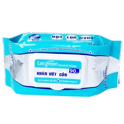 Khăn ướt cồn Let-Green làm sạch, kháng khuẩn và giữ vệ sinh (90 miếng)
