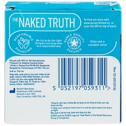 Bao cao su Durex Jeans ôm sát, nhiều chất bôi trơn (52,5mm - 3 cái)