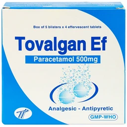 Viên sủi Tovalgan Ef Trường Thọ Pharma giảm đau, hạ sốt (5 vỉ x 4 viên) 