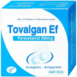 Viên sủi Tovalgan Ef Trường Thọ Pharma giảm đau, hạ sốt (5 vỉ x 4 viên) 