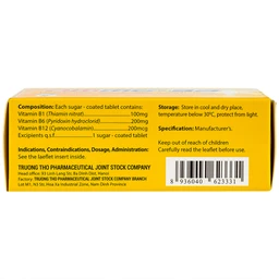 Thuốc Ammg-3B Trường Thọ điều trị bệnh lý thần kinh do thiếu vitamin B1, B6, B12 (5 vỉ x 10 viên)