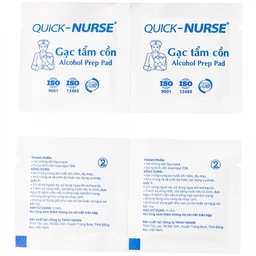 Gạc tẩm cồn 6x6cm Quick Nurse (100 miếng) làm sạch da, ngăn ngừa vi khuẩn