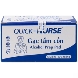 Gạc tẩm cồn 6x3cm Quick Nurse (100 miếng) làm sạch da, ngăn ngừa vi khuẩn