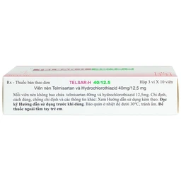 Thuốc Telsar-H 40/12.5 Hetero điều trị tăng huyết áp (3 vỉ x 10 viên)