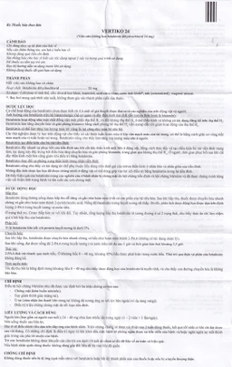 Thuốc Vertiko 24 Cadila điều trị chóng mặt, suy giảm thính giác (10 vỉ x 10 viên)