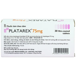 Viên nén Platarex 75mg Medochemie phòng ngừa các biến cố huyết khối động mạch (3 vỉ x 10 viên)