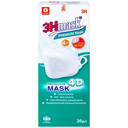 Khẩu trang 4 lớp Vĩnh Tiến 4D 3Hmask màu trắng (20 cái) ngăn khói bụi, vi khuẩn