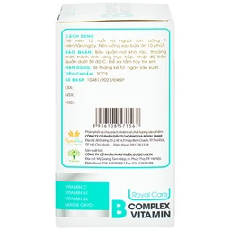 Viên uống giúp giảm mệt mỏi, căng thẳng do thiếu Magie, B6 B Complex Vitamin Royal Care (60 viên)
