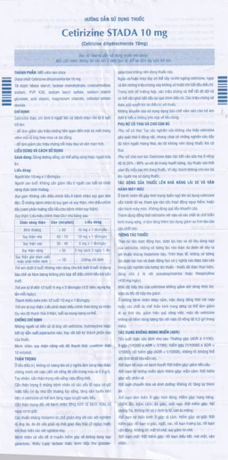 Thuốc Cetirizine Stada 10mg điều trị viêm mũi dị ứng, mày đay (10 vỉ x 10 viên) 