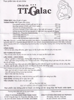 Cốm lợi sữa hỗ trợ lợi sữa, tăng tiết sữa cho phụ nữ sau sinh TT.Galac Traphaco (20 gói x 3g)