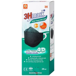Khẩu trang 4 lớp Vĩnh Tiến 4D 3Hmask màu đen (20 cái) ngăn khói bụi, vi khuẩn