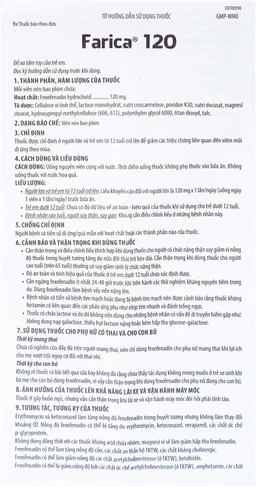 Thuốc Farica 120 Benovas điều trị viêm mũi dị ứng theo mùa (1 vỉ x 10 viên)