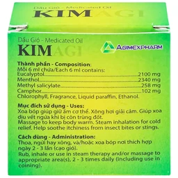 Dầu gió Kimagi Agimexpharm giảm đau, giải cảm, giúp thư giãn cơ bắp (10 chai x 6ml)
