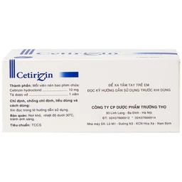 Thuốc Cetirizin 10mg Trường Thọ trị ngứa ngoài da do dị ứng (10 vỉ x 10 viên)